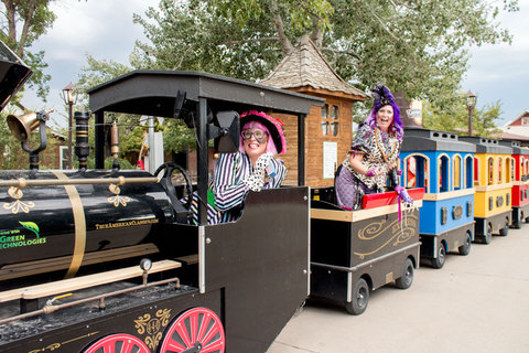 Gardner Village Witches - two witches on the train 