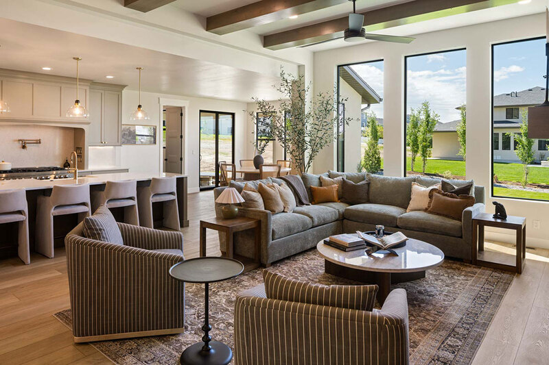 Down to Earth Projects<br>Symphony Homes Parade Ninth + North Design - Down to Earth Projects<br>Symphony Homes Parade Ninth + North Design - large family room next to kitchen