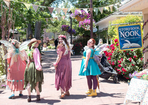 Woodland Fairy Festival  - ladies dressed as fairies shopping 