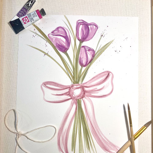 BOW & BLOOM WATERCOLOR WORKSHOP <BR>THE ART COTTAGE